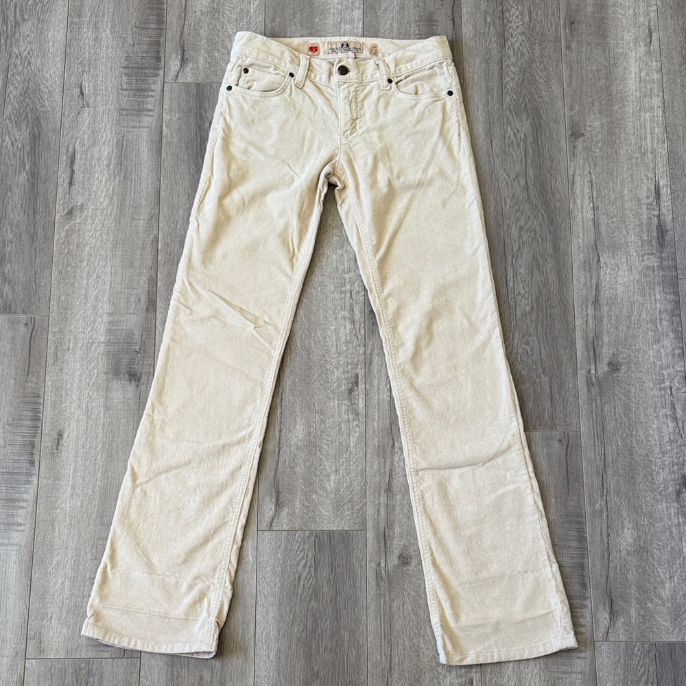 Juicy Couture Y2K Corduroy Pants Cream Ecru Straight Leg Low Rise Size 28